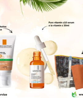 coffret la roche posay pour peau mixte a grasse :Gel Crème teinté Anthelios SPF50+ Anti-Brillance + PURE VITAMIN C10 + sac de plage offerte
