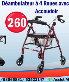 Déambulateur à 4 Roues avec Siège & Accoudoir